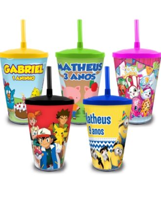 copo com canudo lembrancinha de aniversário