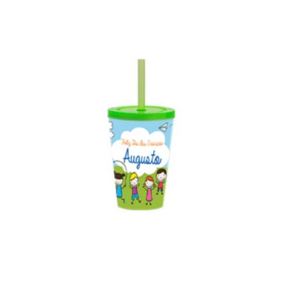 Copo Canudo Personalizado 350ml Dia Das Crianças