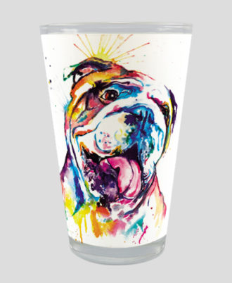 raça bulldog inglês copo de vidro