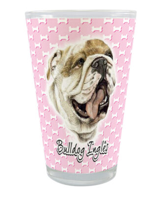 Copo de Vidro Rosa Raça Bulldog Inglês
